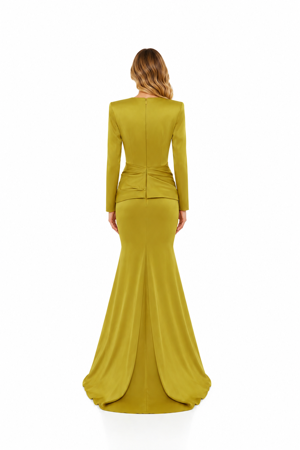 Long Sleeve Draped Mermaid Gown – ZELORA