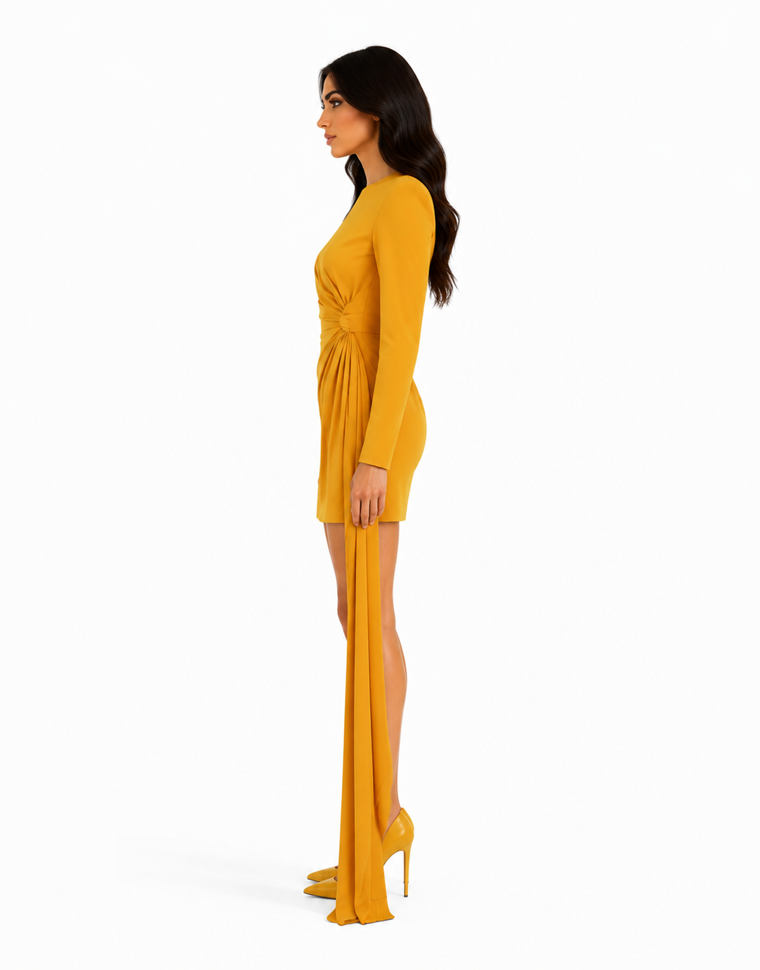Ruched Long Sleeve Mini Dress – SOLENZA