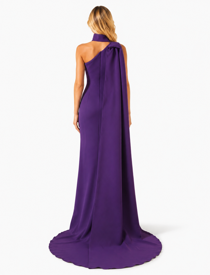 One Shoulder Cape Maxi Gown – VIORENA