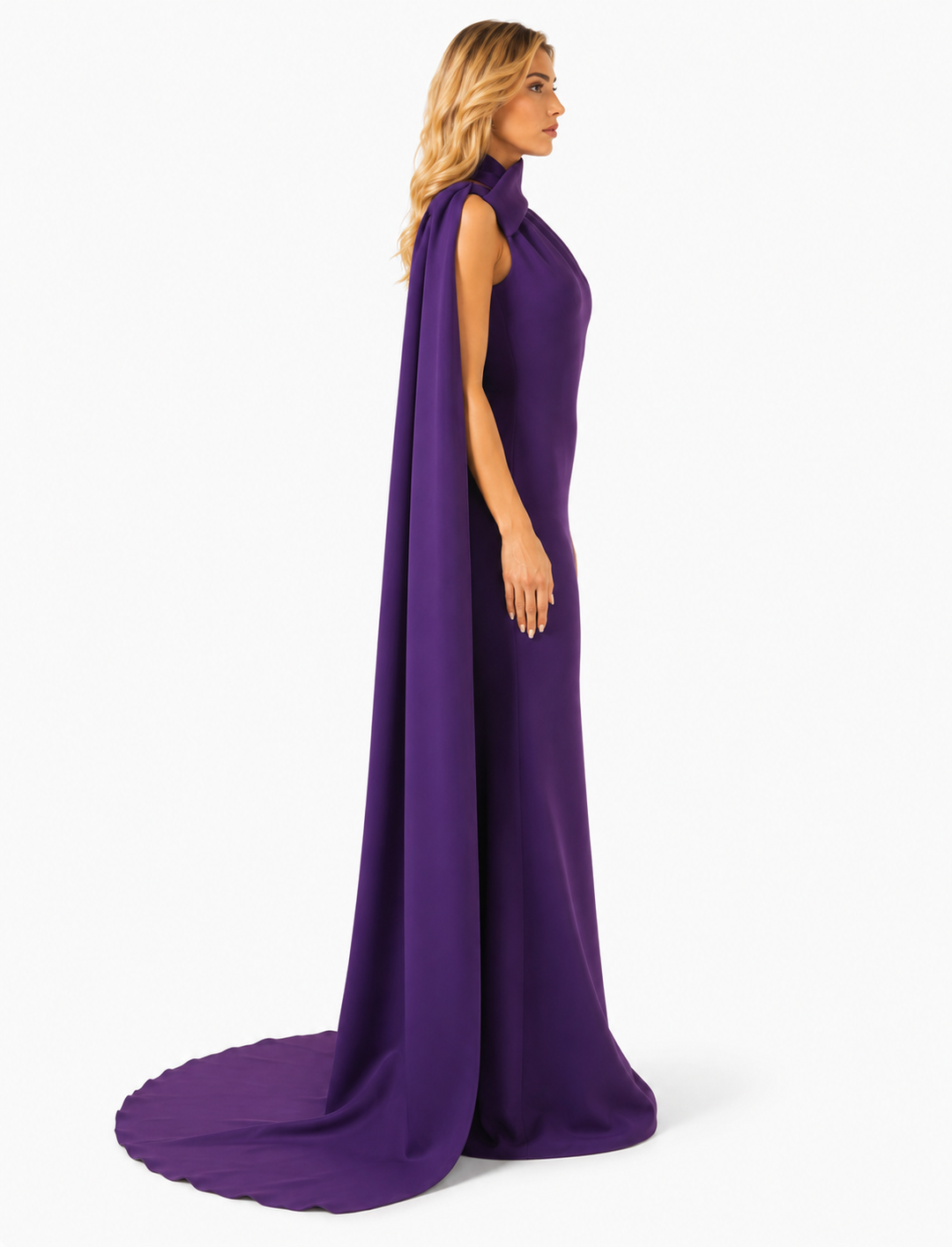 One Shoulder Cape Maxi Gown – VIORENA