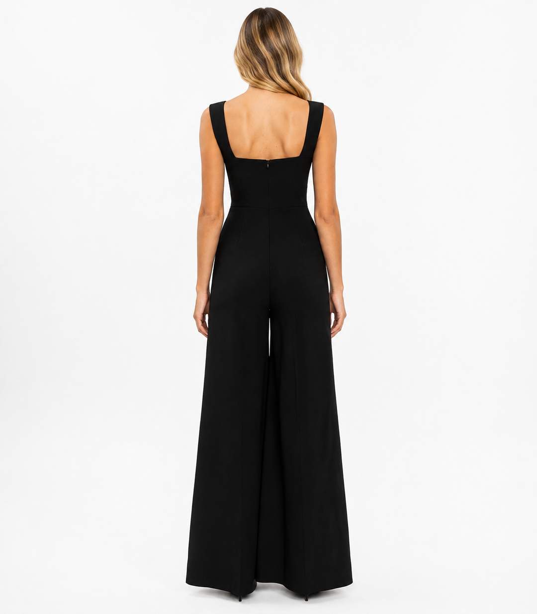Deep V-Neck Wide-Leg Jumpsuit – NOIRENA