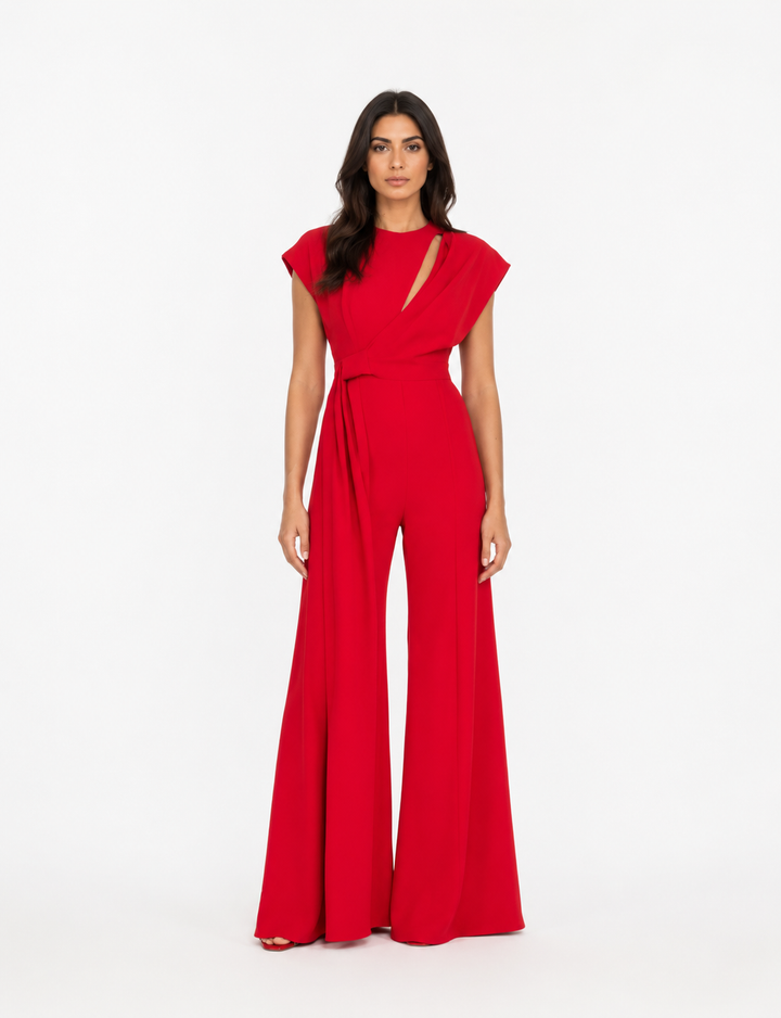 Draped Cutout Wide-Leg Jumpsuit – RUBERA