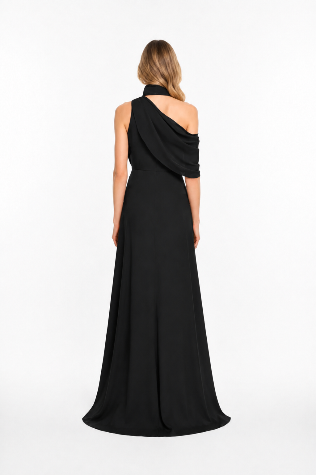 Asymmetric Halter Slit Maxi Dress – NOIRIA