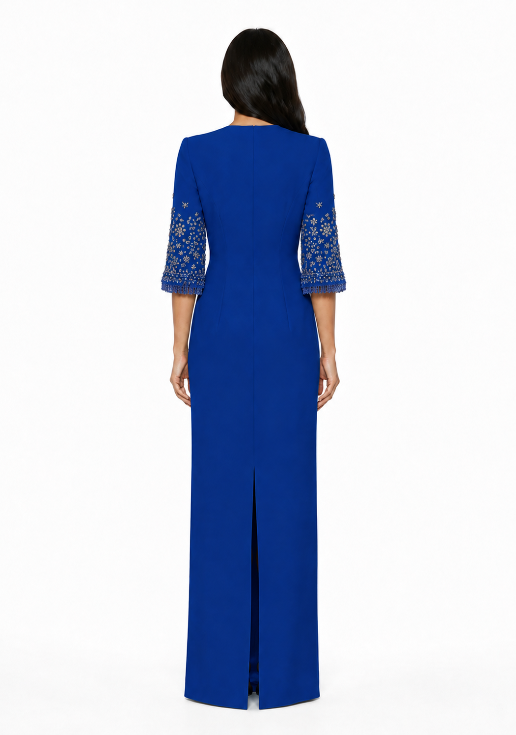 Embellished Three-Quarter Sleeve Maxi Dress – AZURIA