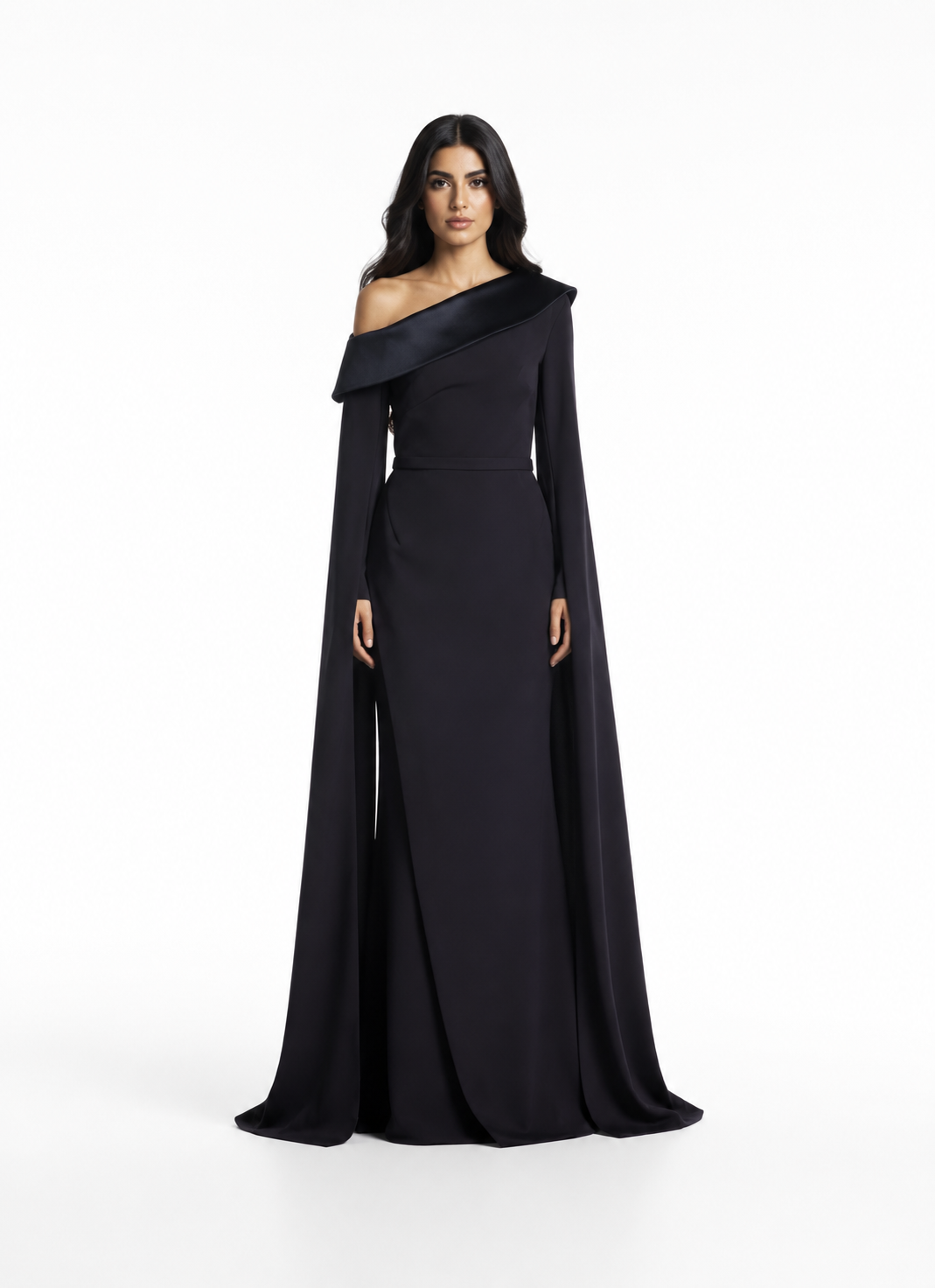 One-Shoulder Cape Mermaid Maxi Dress – NOIRELLE