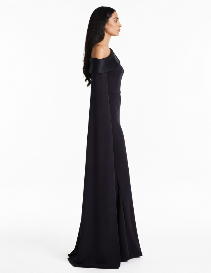 One-Shoulder Cape Mermaid Maxi Dress – NOIRELLE