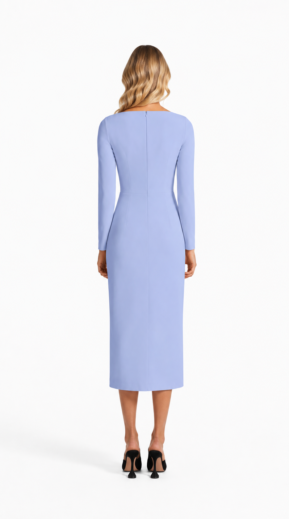 Draped Waist Long Sleeve Midi Dress – SKYELLA