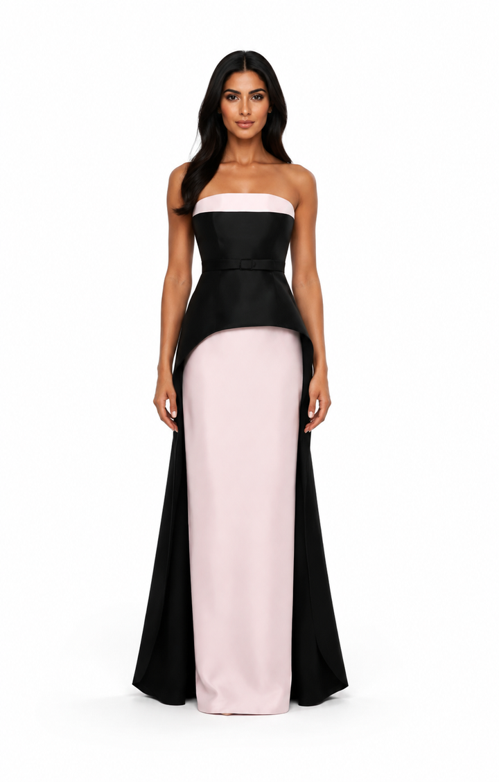 Strapless Peplum Column Maxi Dress – MONOELLE