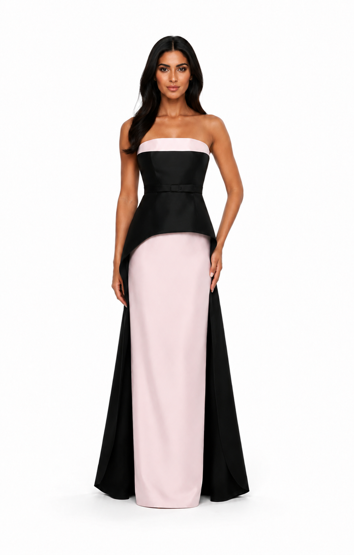 Strapless Peplum Column Maxi Dress – MONOELLE