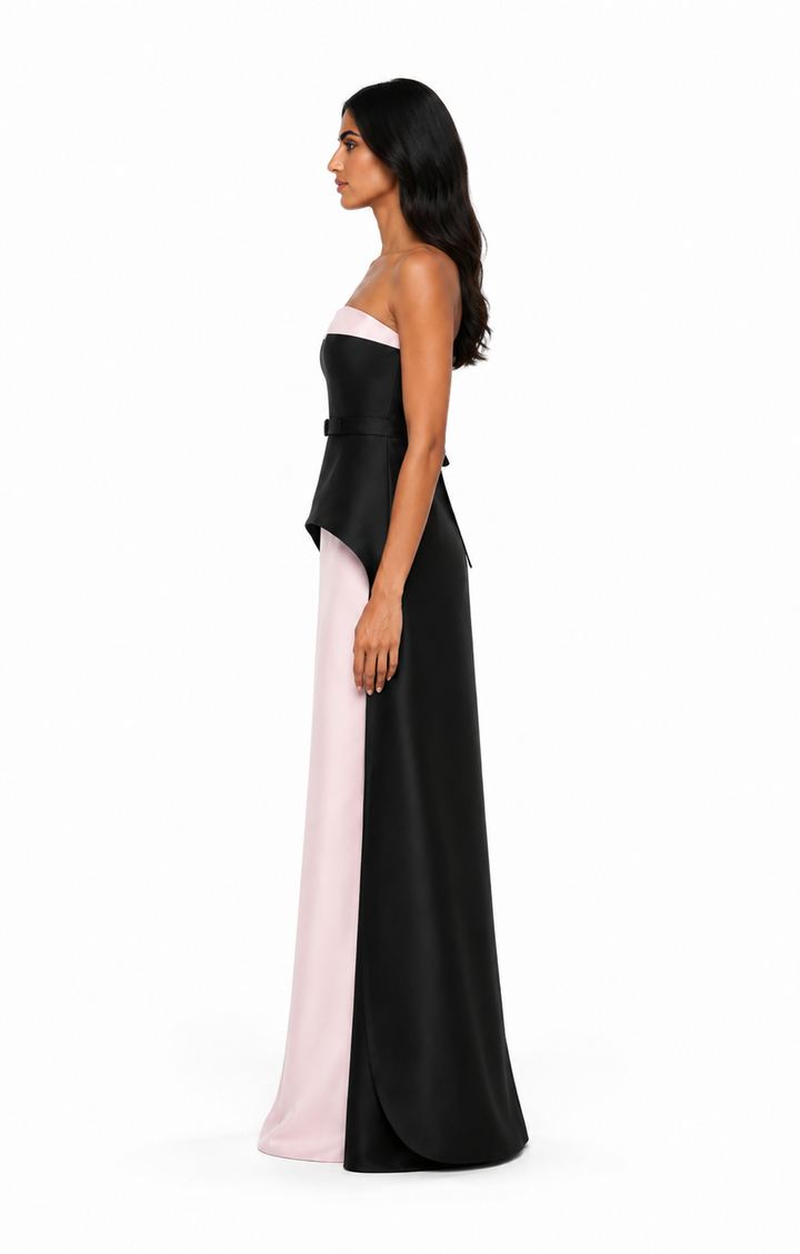 Strapless Peplum Column Maxi Dress – MONOELLE