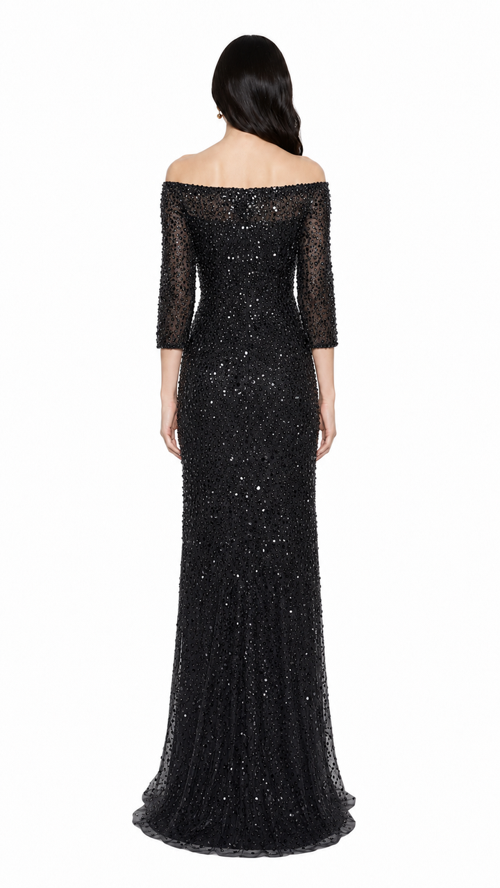 Blush Sequin Off-Shoulder Maxi Dress – CELESTE