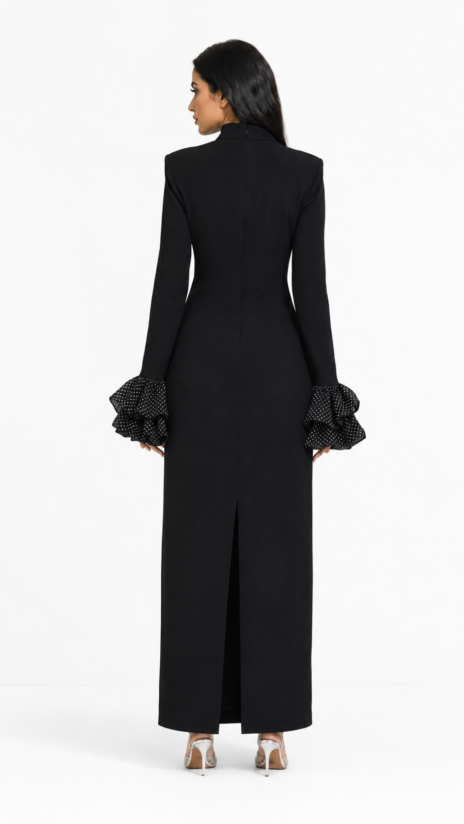 Black Pearl Cuff High Neck Maxi Dress – LUNARA