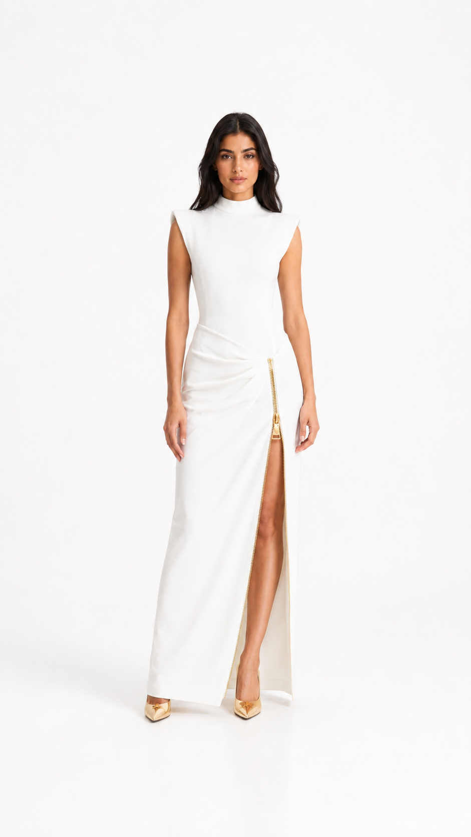 Black Gold Zip High Slit Maxi Dress – NOVARA