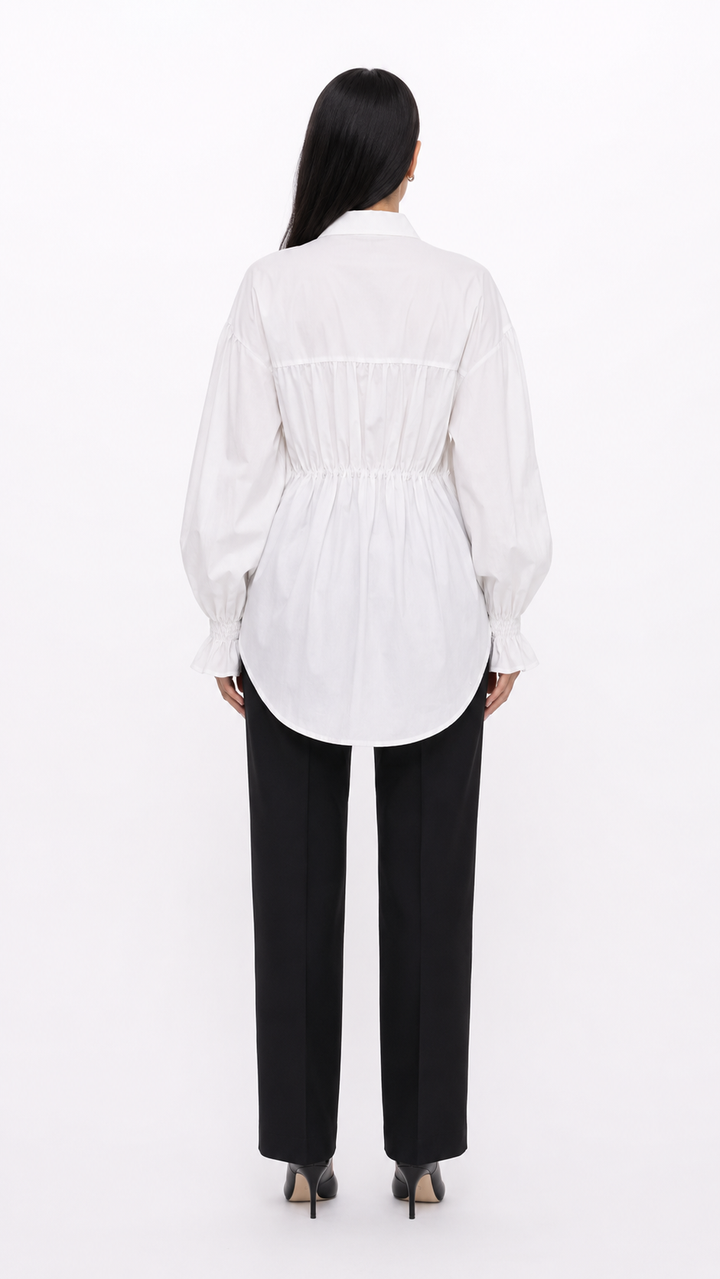White Shirt with Denim Corset Detail – VELORIA