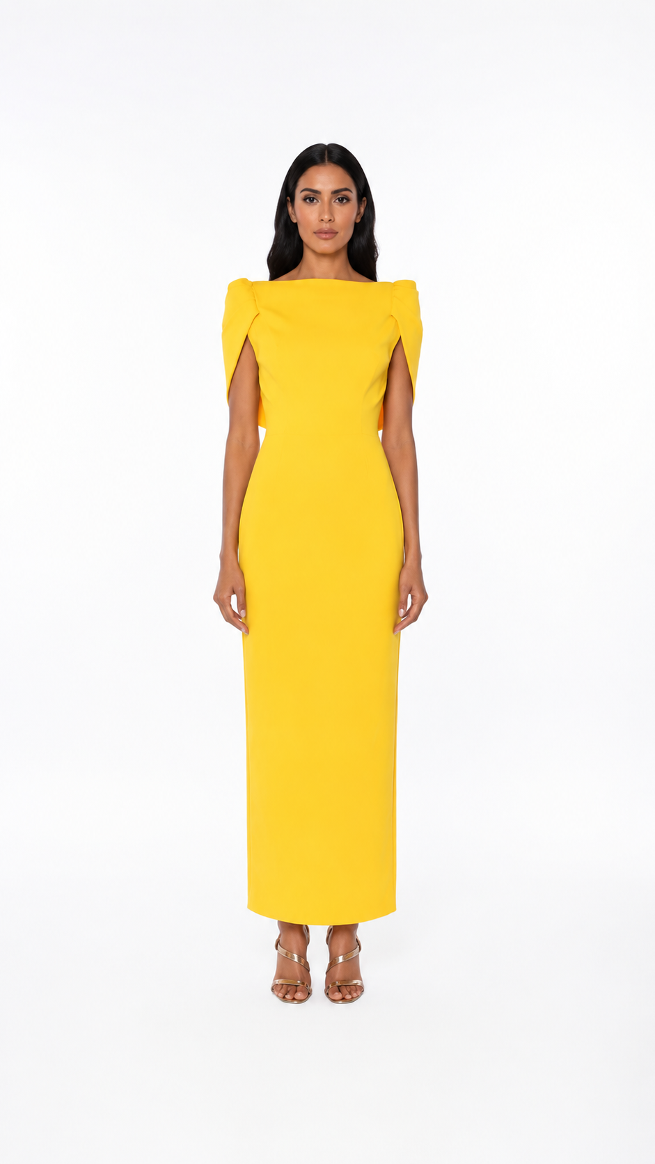 Sunshine Yellow Cape Sleeve Maxi Dress – SOLÉNA