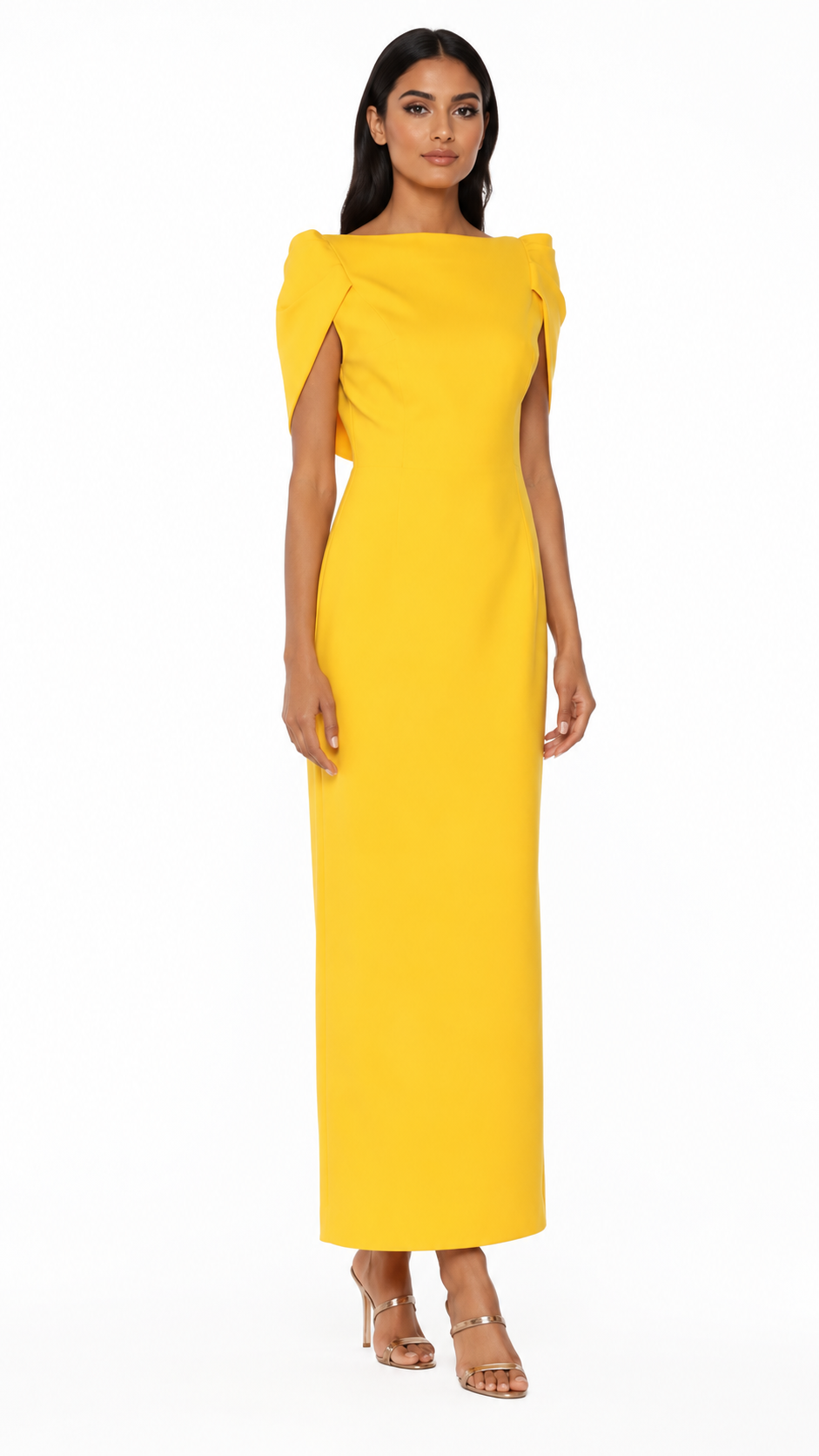 Sunshine Yellow Cape Sleeve Maxi Dress – SOLÉNA