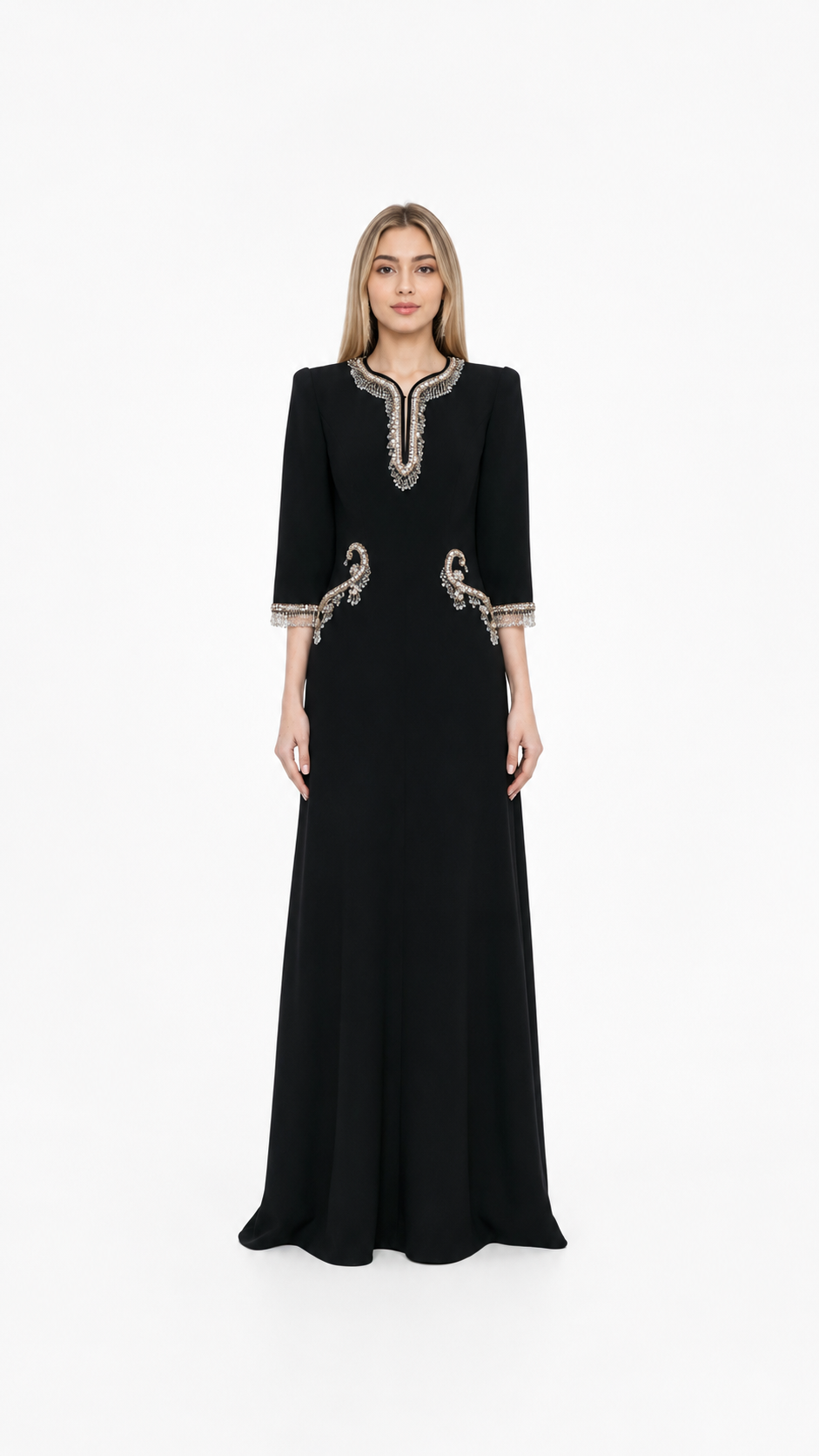 Black Embellished Trim Maxi Dress – ESMÉRA