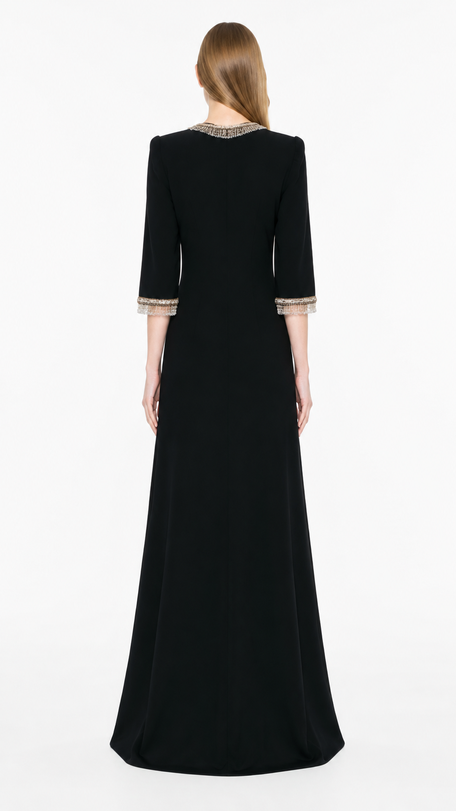 Black Embellished Trim Maxi Dress – ESMÉRA