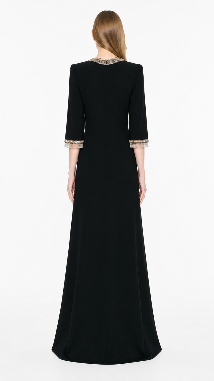 Black Embellished Trim Maxi Dress – ESMÉRA