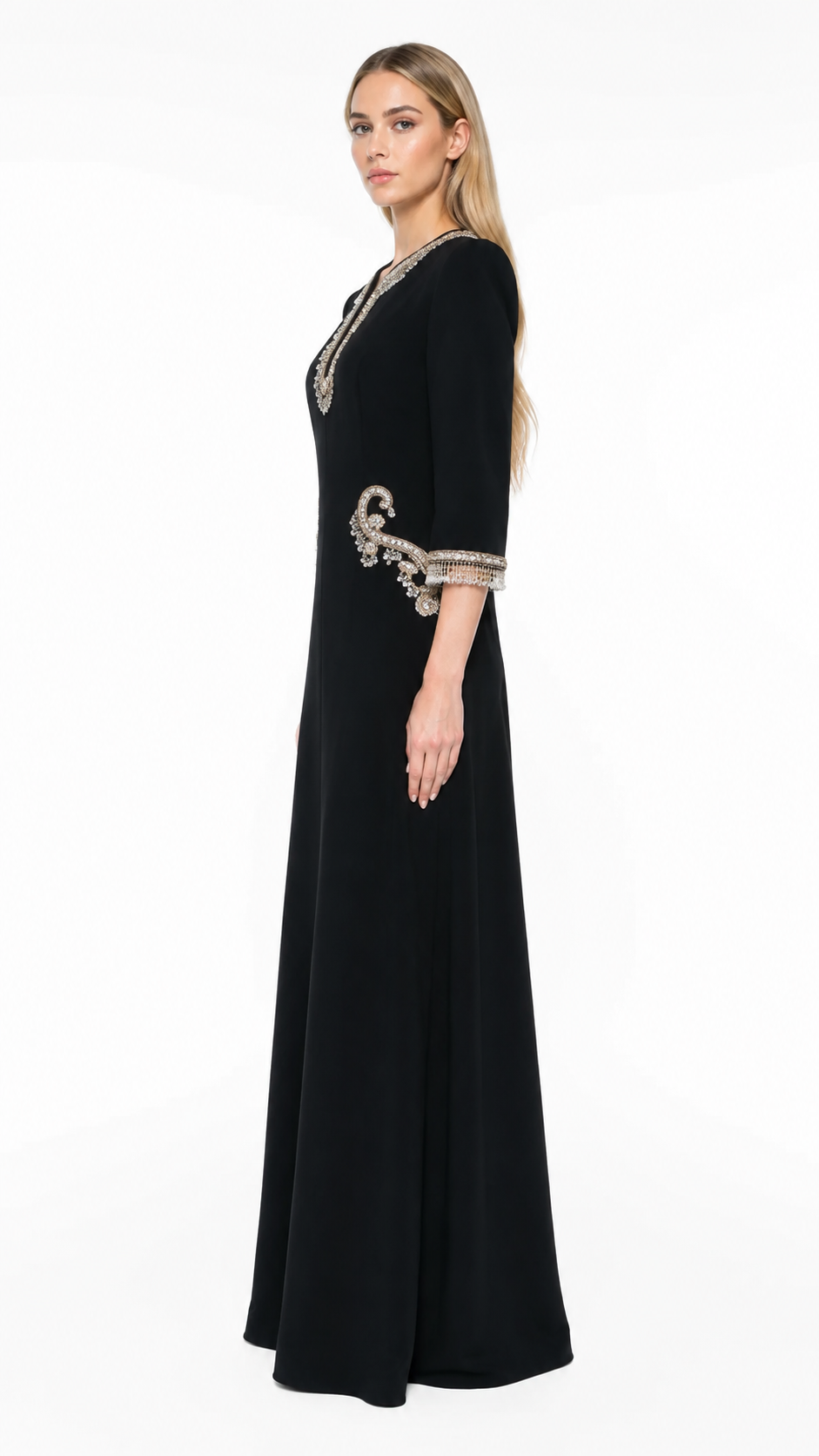 Black Embellished Trim Maxi Dress – ESMÉRA
