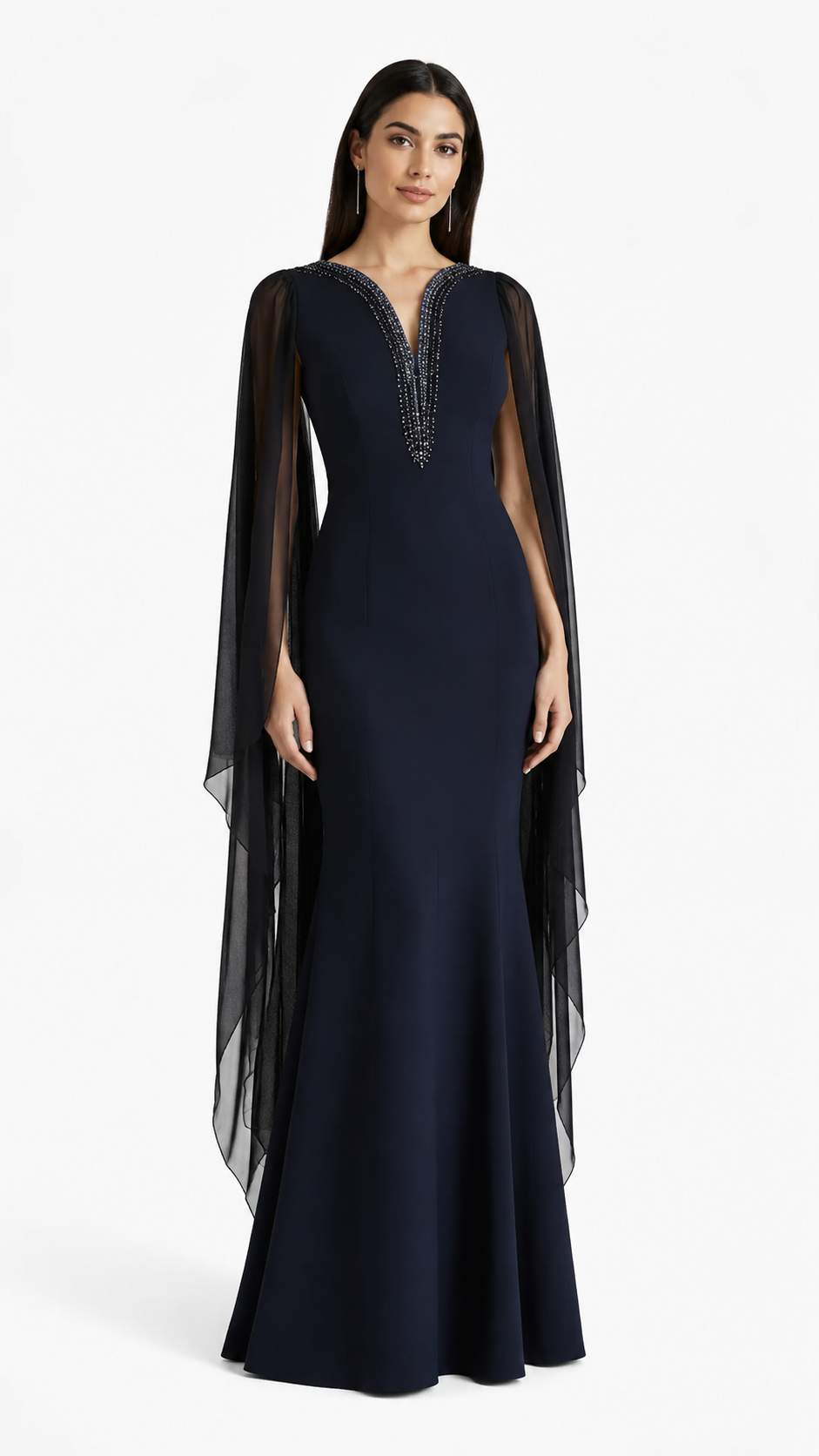 Fuchsia Embellished Cape Maxi Dress – ZARELLE