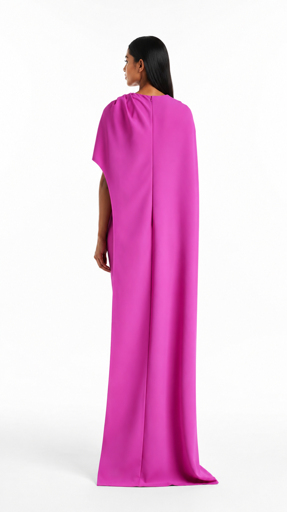 Fuchsia Draped Cape Maxi Dress – AMARA