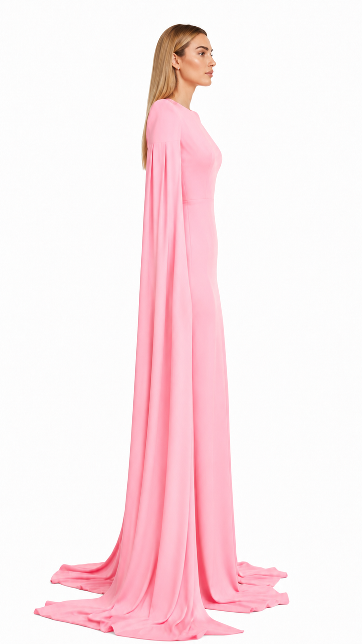 Pink Cape Sleeve Maxi Dress – ELARA