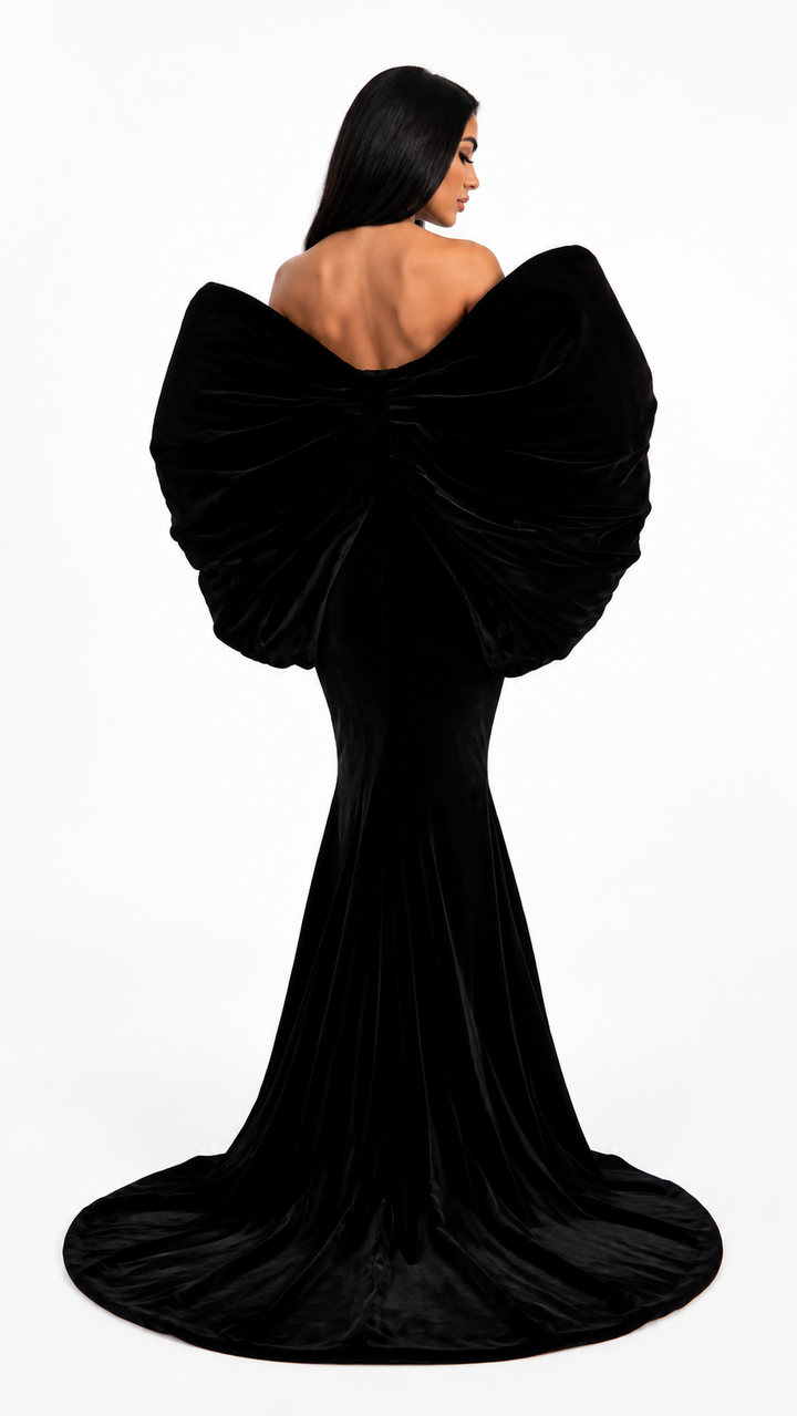 Black & White Sculpted Corset Evening Gown – NOIRELLE