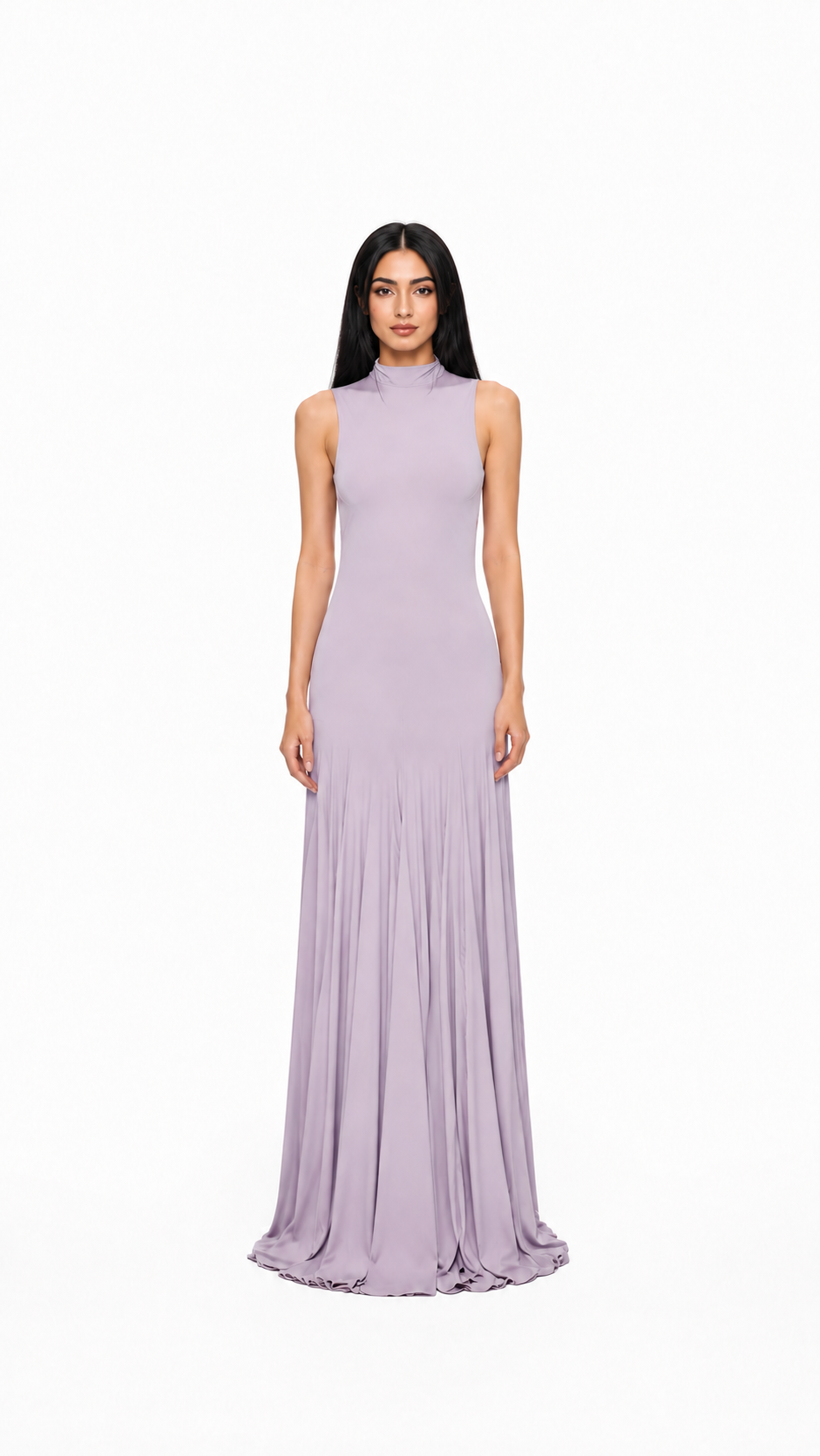 Lilac High-Neck Flowy Evening Gown – LAVÉRA