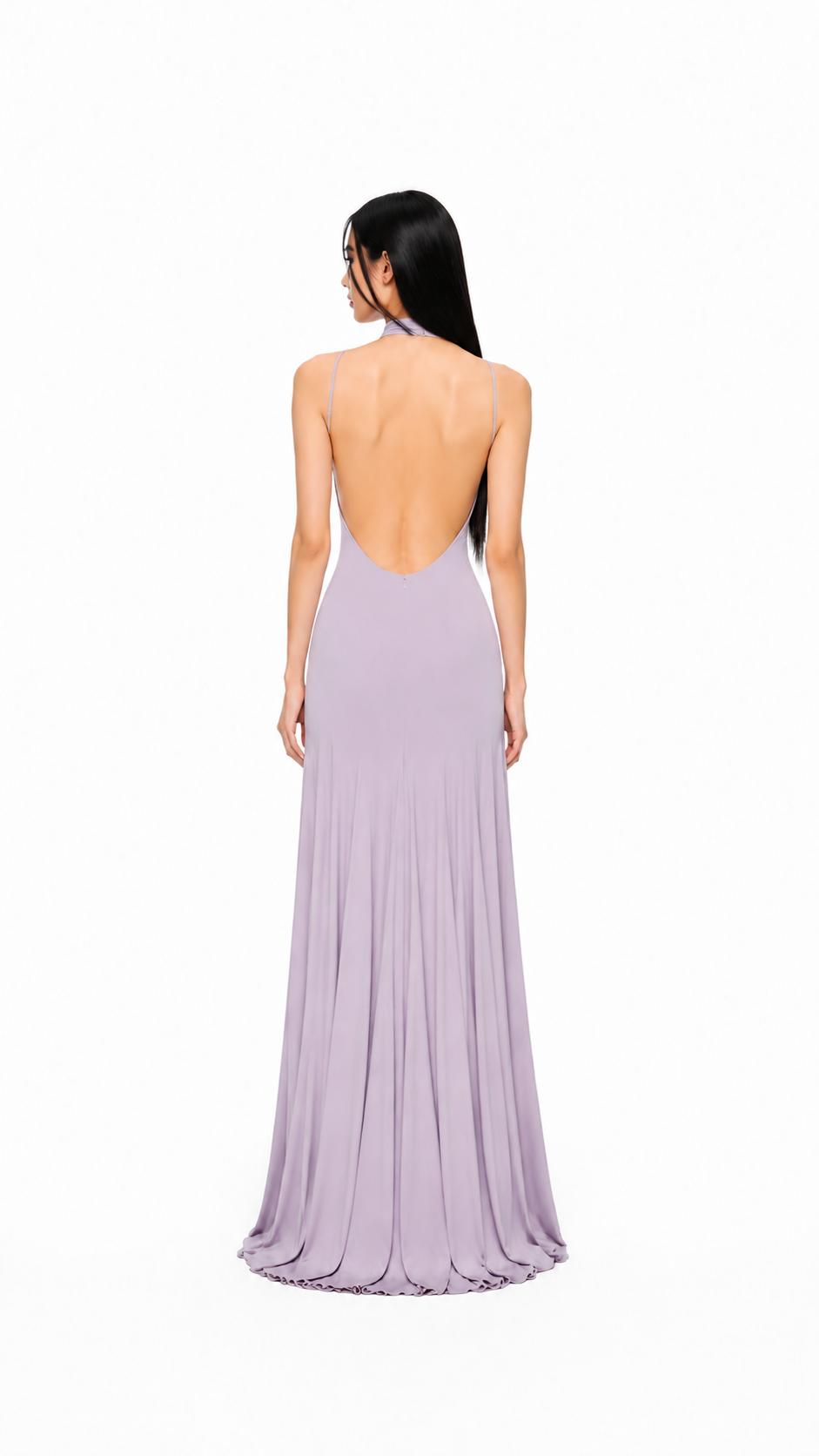 Lilac High-Neck Flowy Evening Gown – LAVÉRA