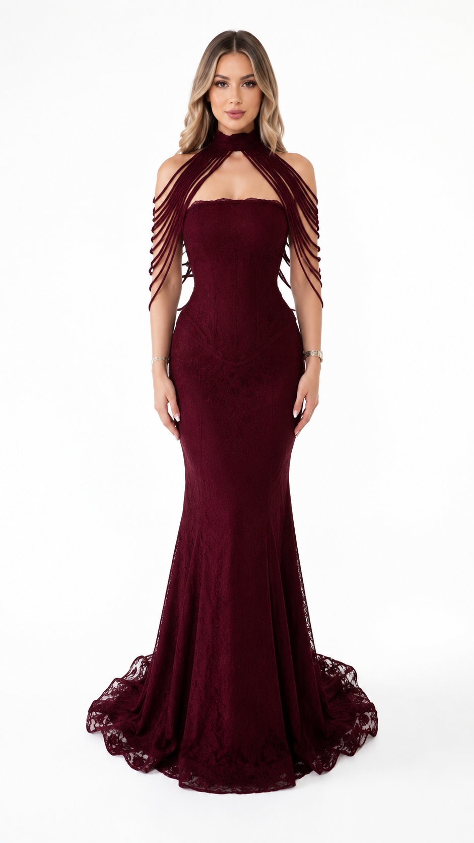 Black Corset Cape Evening Gown – VÉRONIA