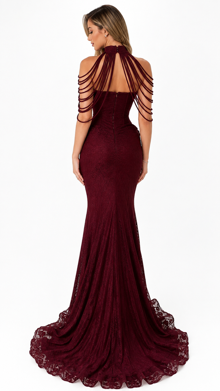 Black Corset Cape Evening Gown – VÉRONIA
