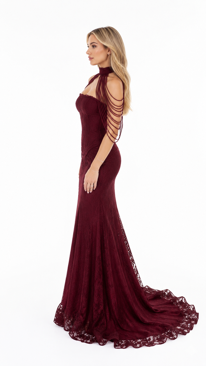 Black Corset Cape Evening Gown – VÉRONIA
