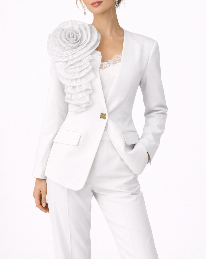 Tailored blazer with oversized floral appliqué – LIMEA