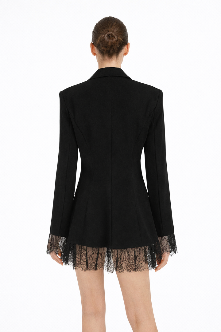 Tailored blazer dress with lace hem – SALAH