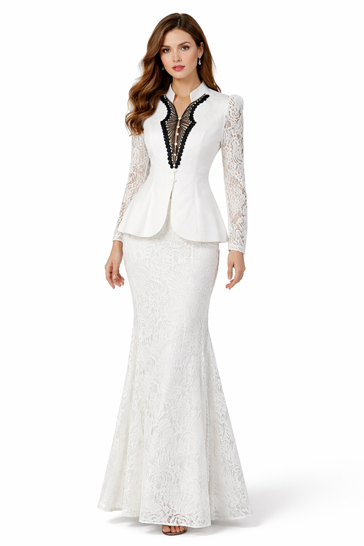 lace mermaid skirt with tailored lace blazer – ELISE