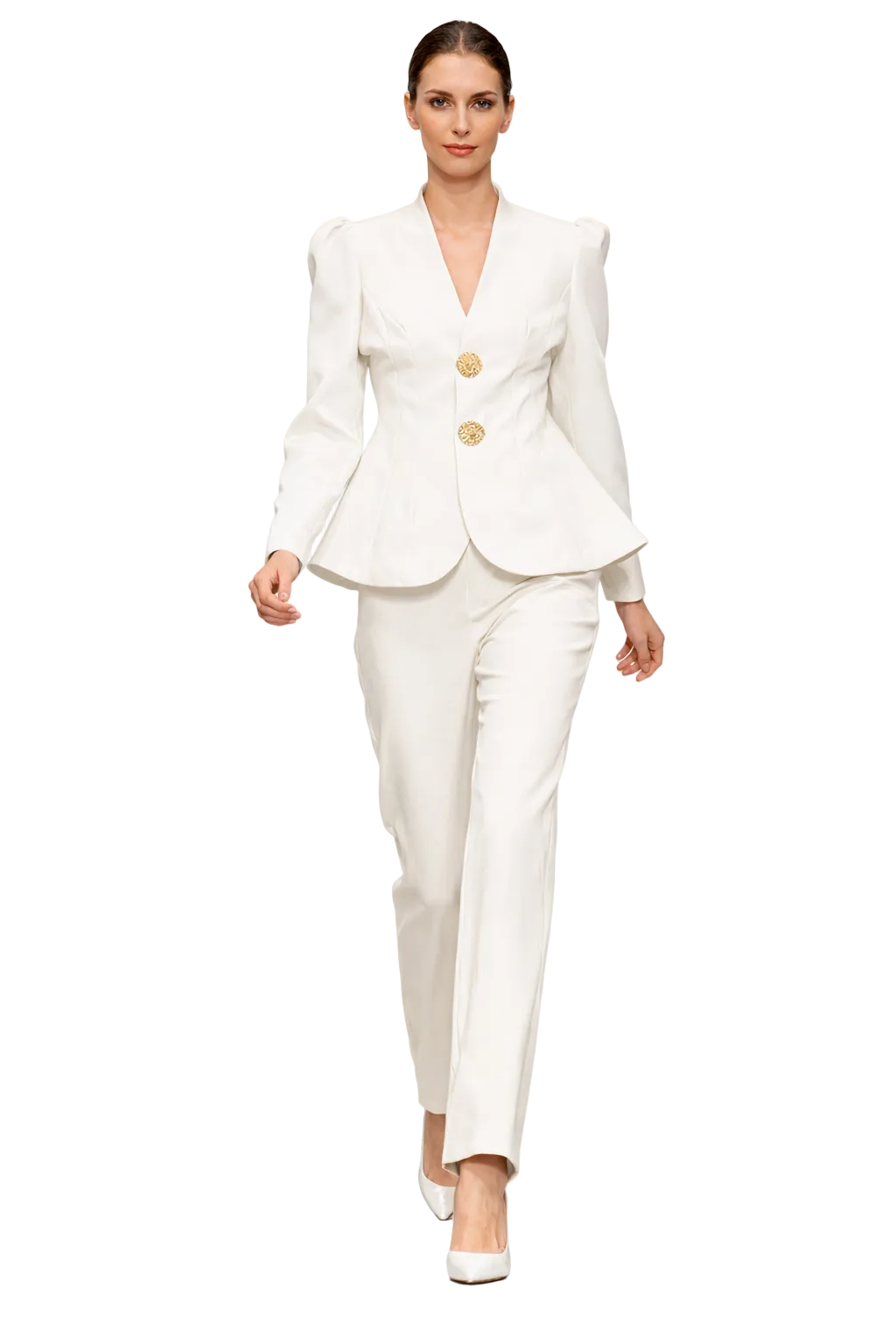 Tailored V-Neck Blazer & Straight-Leg Pants Set – RUBY
