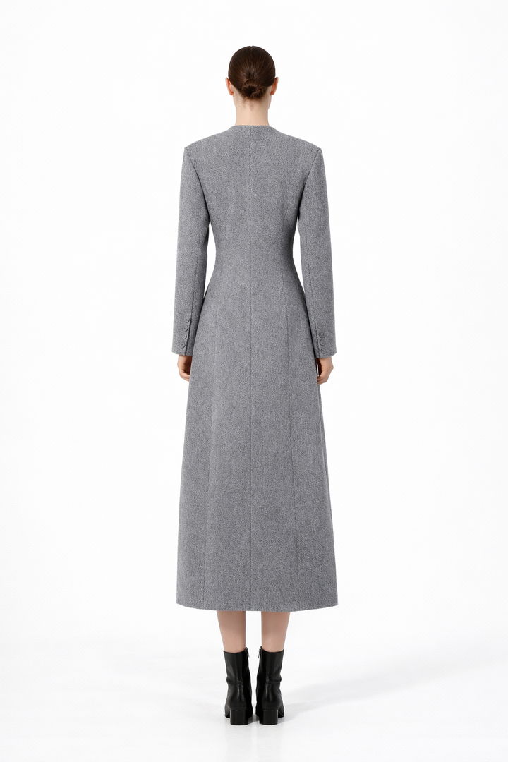 Asymmetric Buttoned Midi Coat Dress – ELLA