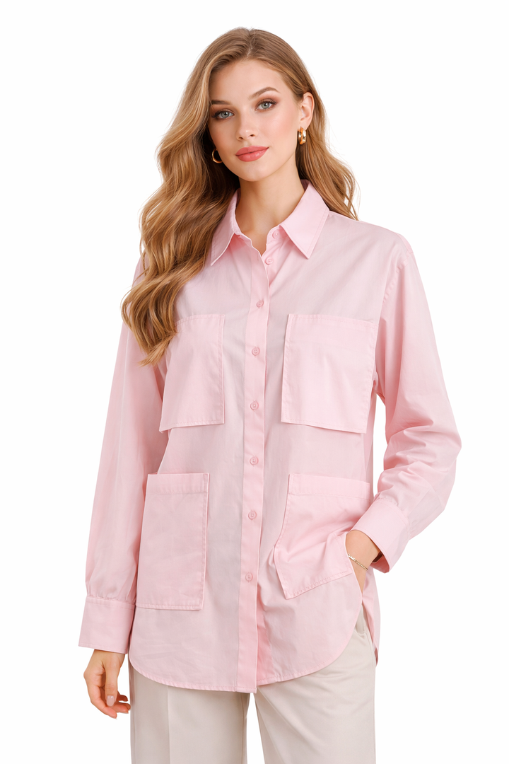 utility pocket button-down shirt with relaxed fit – BLUSHER