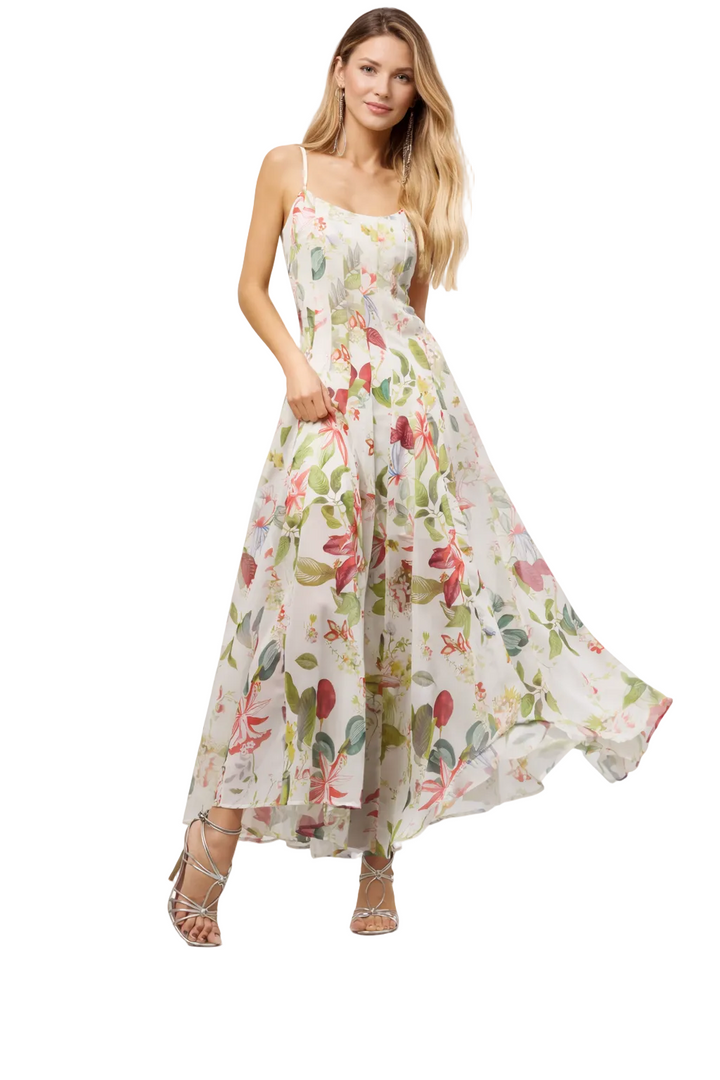 floral chiffon maxi dress with spaghetti straps – BLOSSOM