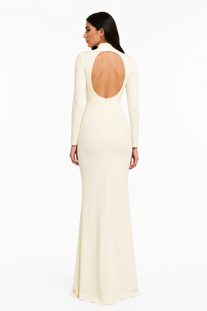 Crystal Brooch Draped Maxi Dress - Dilsa