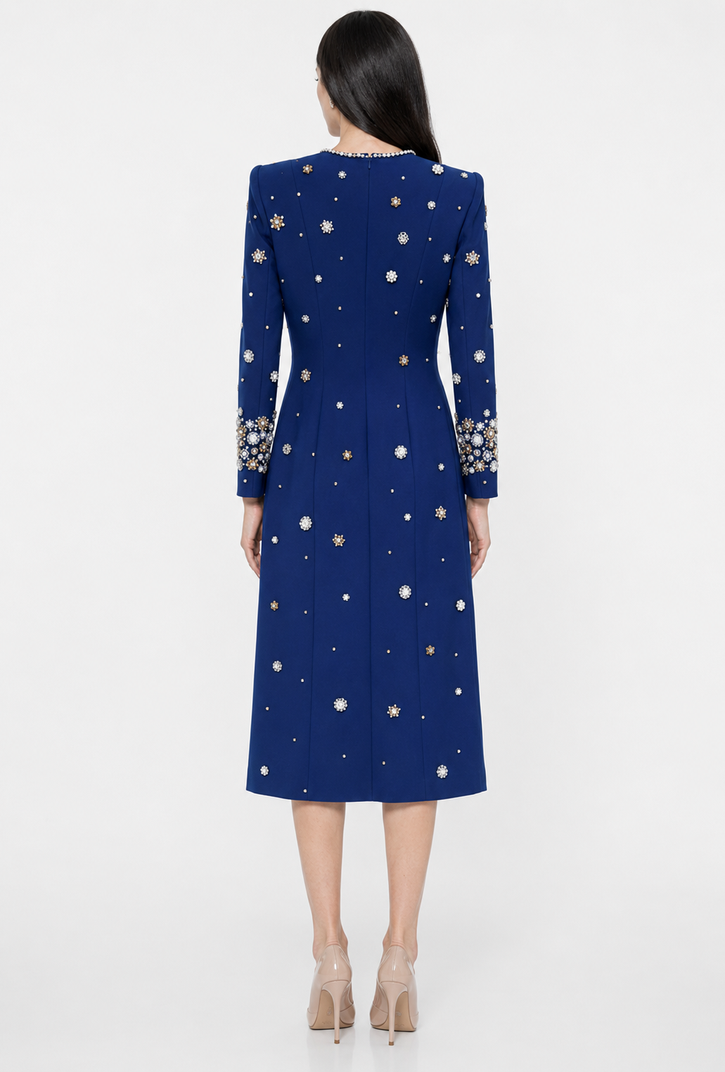 Crystal Embellished Midi Dress - Jilra