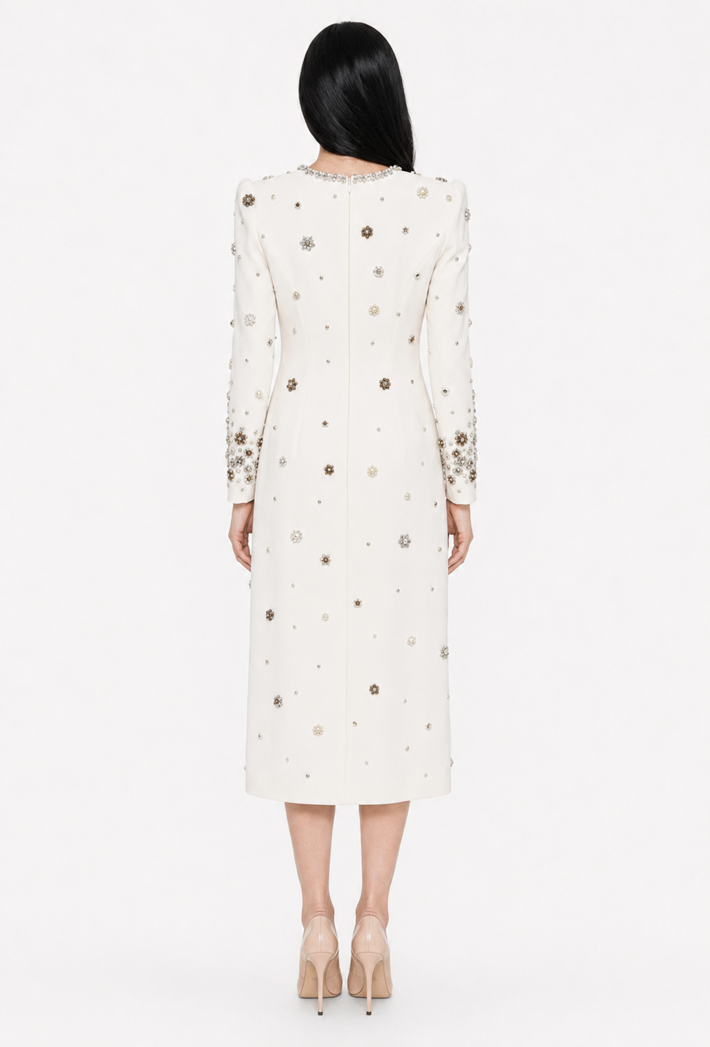 Crystal Embellished Midi Dress - Jilra