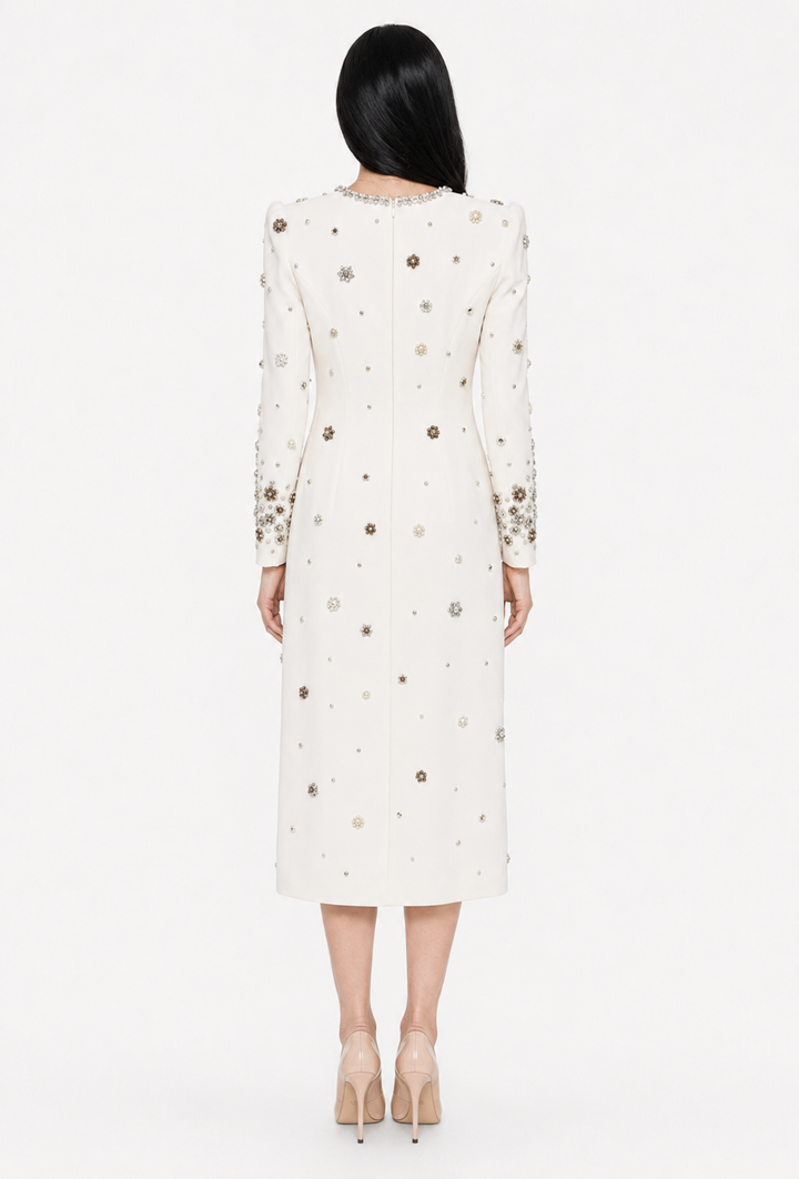 Crystal Embellished Midi Dress - Jilra