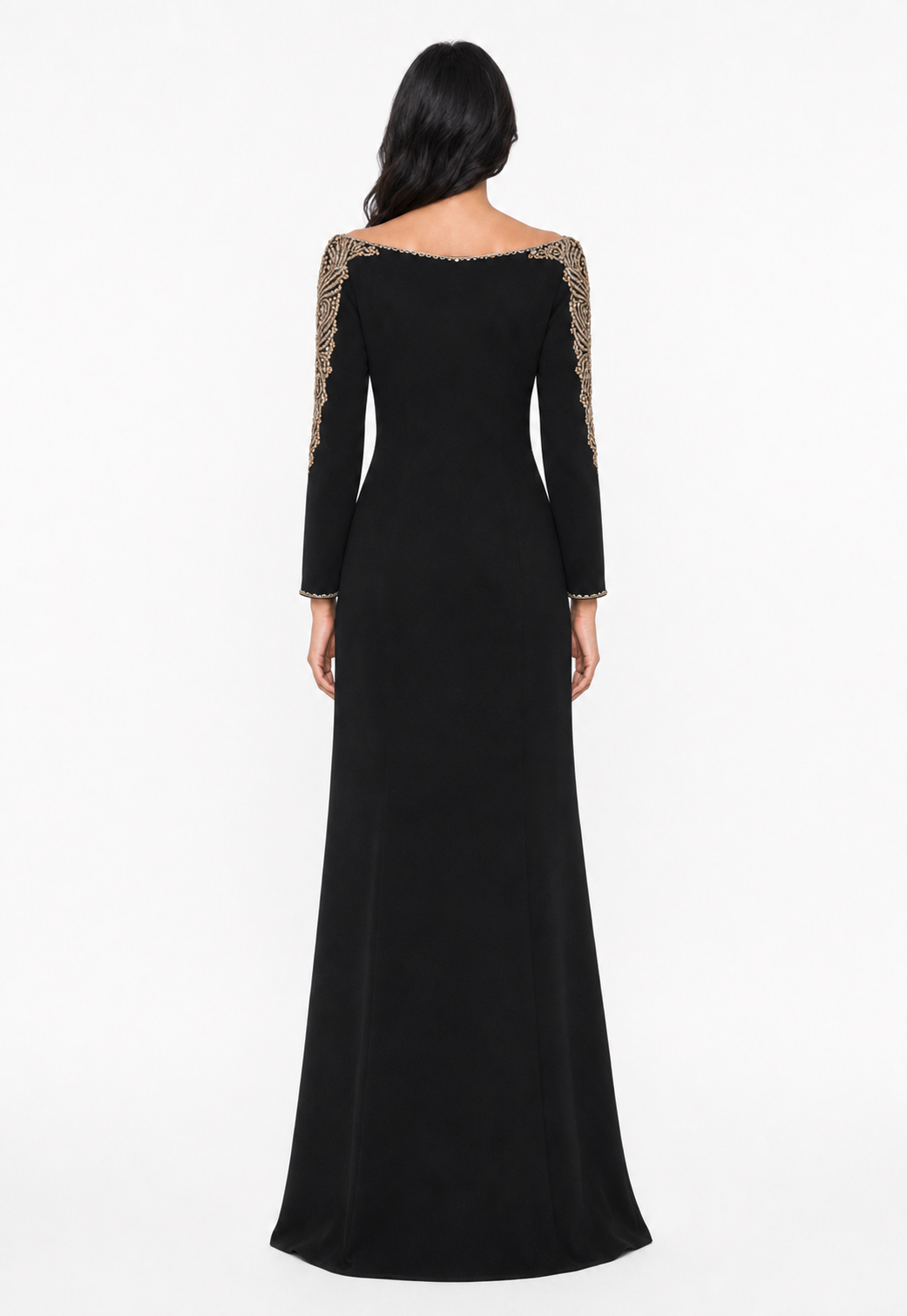 Beaded Illusion Neck Maxi Dress - Elara