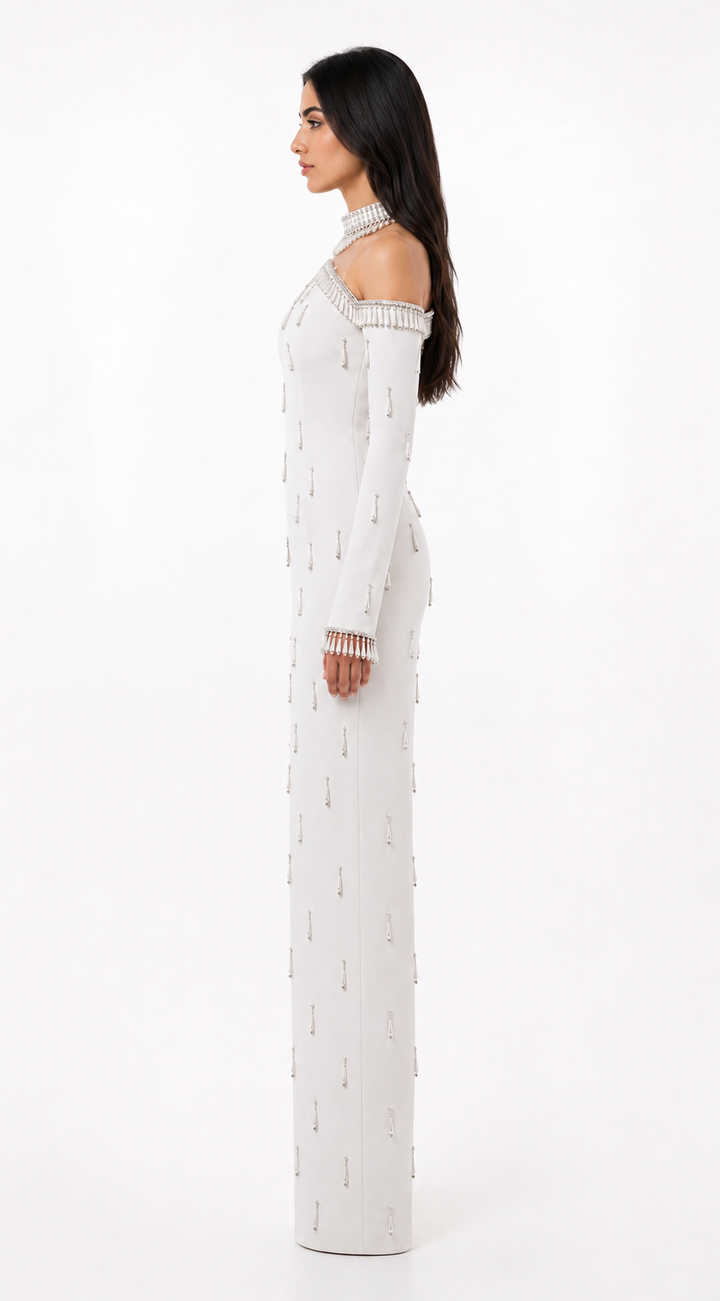Pearl Off-Shoulder Column Dress - Vera