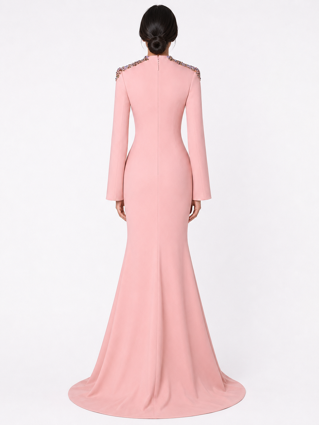 Cape Sleeve Embellished Mermaid Gown - Aria