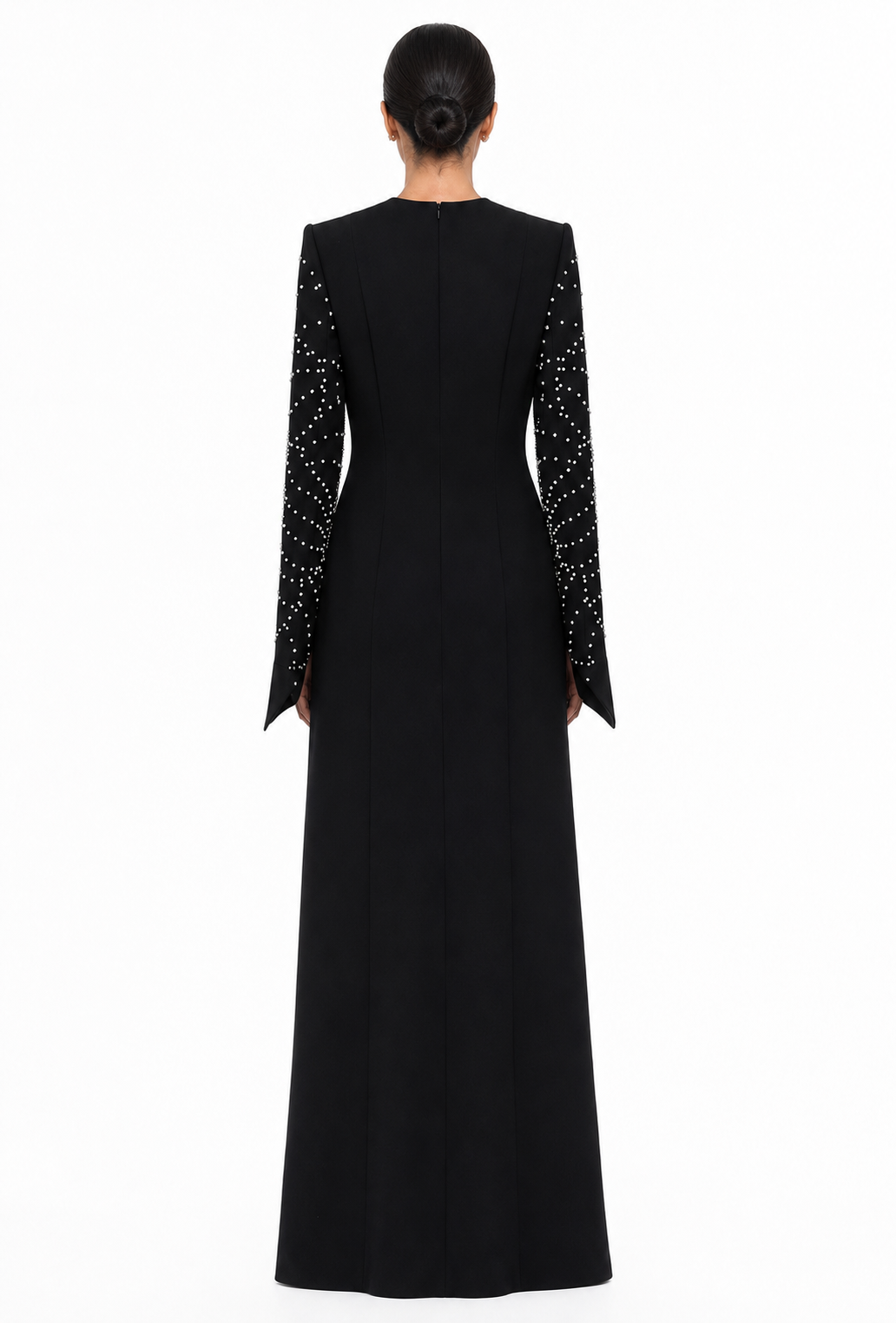 Crystal Cape Sleeve Evening Gown - Valencia