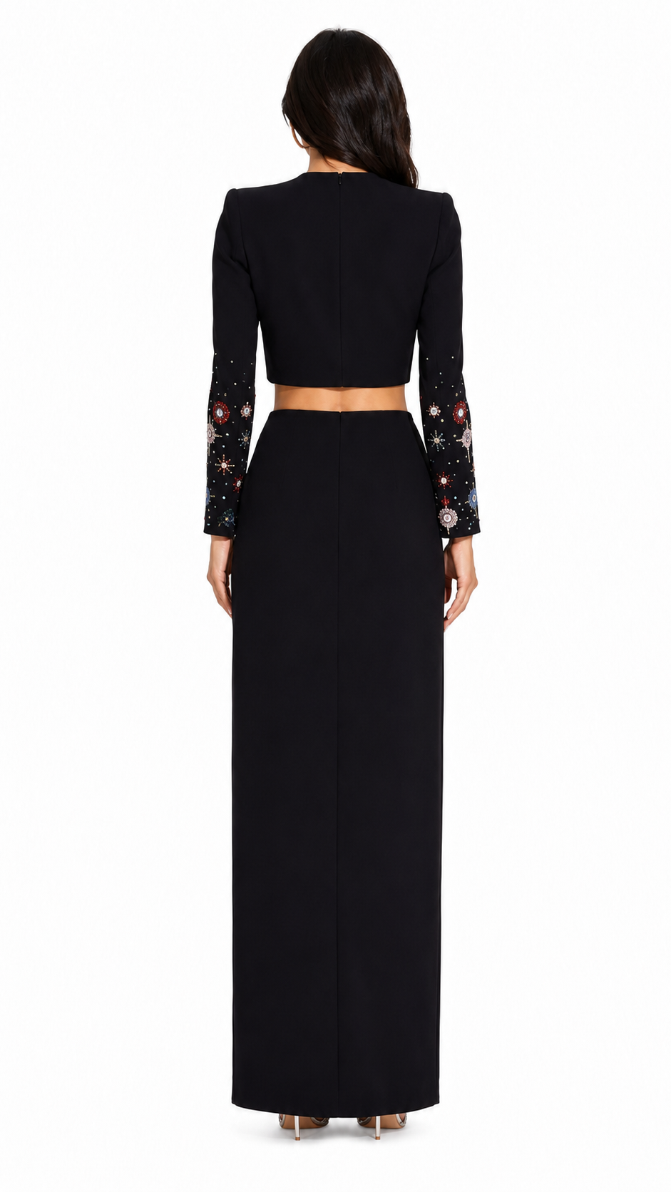 Black Celestial Embellished Two-Piece Evening Set – Celeste