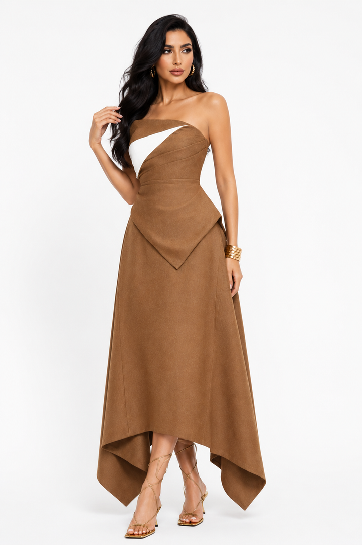 Asymmetric Strapless Midi Skirt Set – SIENNA